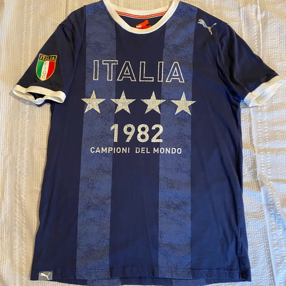 Puma Italia blue stripe t-shirt size med